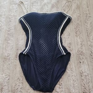 Robin Piccone Mesh Navy and White Swimsuit